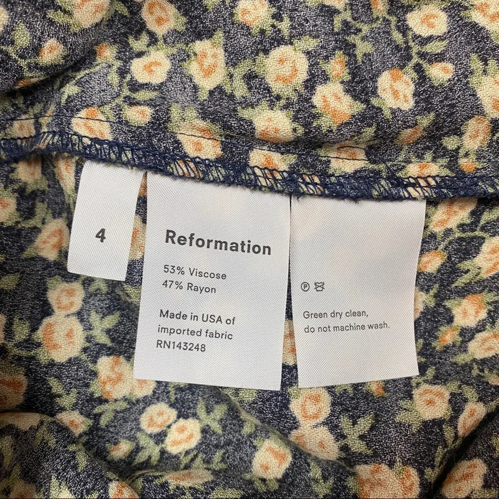Reformation black dress with yellow and green small floral pattern - Picture 6 of 6